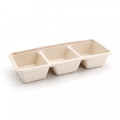 500ml 16oz 8.86"x3.78"x1.68" 19g 3-Comp Bagasse Compostable Appetizer Box