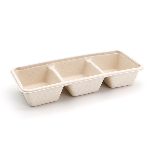 500ml 16oz 8.86"x3.78"x1.68" 19g 3-Comp Bagasse Compostable Appetizer Box