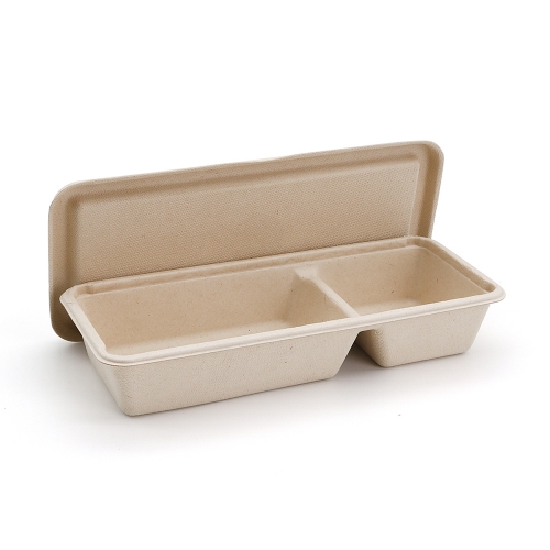 500ml 16oz 8.86"x3.78"x1.68" 17g 2-Comp Bagasse Compostable Appetizer Box