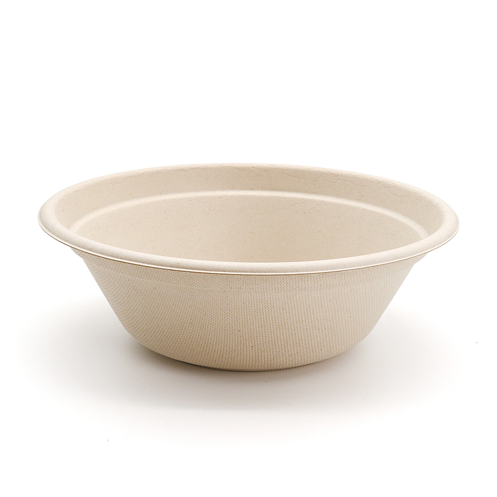 1050ml 40oz φ8.19"x2.80" 28g Bagasse Compostable Take Out Salad Bowl