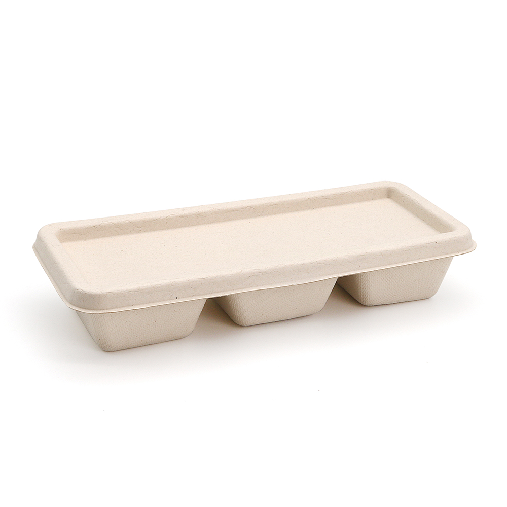 500ml 16oz 8.86"x3.78"x1.68" 19g 3-Comp Bagasse Compostable Appetizer Box