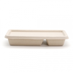 500ml 16oz 8.86"x3.78"x1.68" 17g 2-Comp Bagasse Compostable Appetizer Box