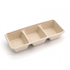 500ml 16oz 8.86"x3.78"x1.68" 19g 3-Comp Bagasse Compostable Appetizer Box