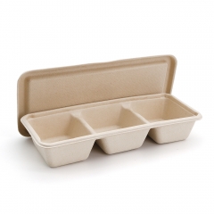 500ml 16oz 8.86"x3.78"x1.68" 19g 3-Comp Bagasse Compostable Appetizer Box