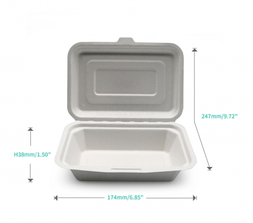 450ml 6.81"x4.88"xH2.09" (Fold) 15g Bagasse Compostable Eco Friendly Small To Go Food Box