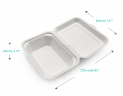 600ml 7.17x5.35xH2.68" (Fold) 20g Bagasse Compostable Takeaway Small Disposable Food Box