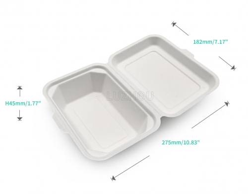 600ml 7.17"x5.35"xH2.68" (Fold) 20g Bagasse Compostable Takeaway Small Disposable Food Box