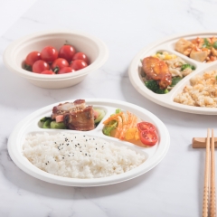 ф9"x0.8" 15g 3-Comp Bagasse Compostable Earth Friendly Disposable Dish