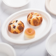 12.5x10xH1" 27g Bagasse Compostable Oval Eco Friendly Disposable Dish for Wedding