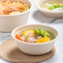 500ml 17oz Φ9"xH3.4" 12g Bagasse Compostable Chicken Salad Delivery Box