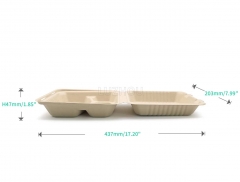 1000ml 8.66"x7.99"xH2.99" (Fold) 37g 3-Comp Bagasse Biodegradable Compostable Take Away Container Box