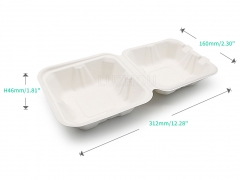 450ml 5.98"x5.98"xH2.99" (Fold) 21g Bagasse Biodegradable Compostable Take Out Clamshell