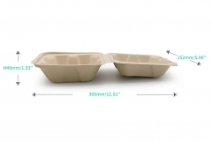 450ml 5.98"x5.98"xH3.03" (Fold) 20g Bagasse Compostable Takeaway Hamburger Packing Boxes