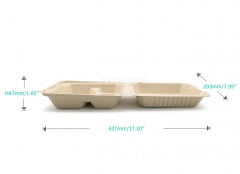 1200ml 8.66"x7.99"xH2.99" (Fold) 37g Bagasse Compostable Bio Container for Food Packaging