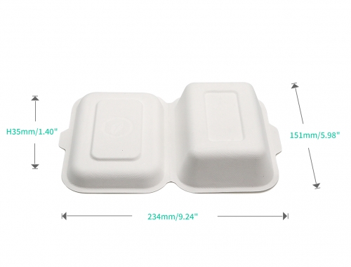 400ml 4.65x5.98xH2.28" (Fold) 15g Bagasse Biodegradable Compostable Mini Take Away Container