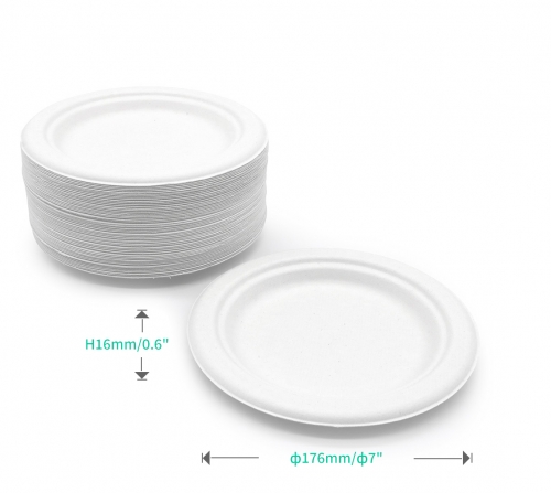 ф7xH0.6" 8.5g Bagasse Bio Compostable Disposable Plate
