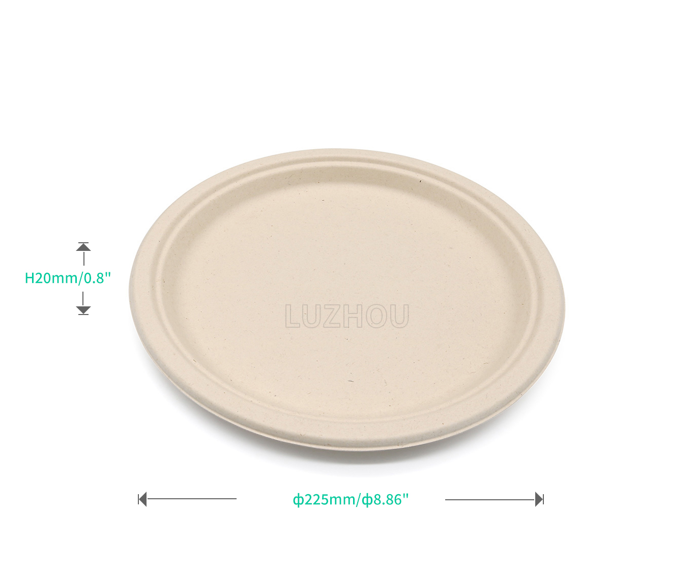 ф9"x0.8" 15g Bagasse Compostable Eco Friendly Disposable Plate