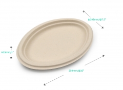 10"x7.5"x1" 17g Bagasse Compostable Oval Eco Friendly Paper Plates