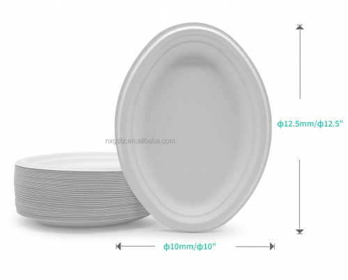 12.5"x10"x1" 27g Bagasse Compostable Oval Eco Friendly Disposable Dish for Wedding