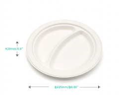 ф9"x0.8" 15g 2-Comp Bagasse Bio-degradable Compostable Paper Dish