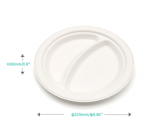 ф9"x0.8" 15g 2-Comp Bagasse Bio-degradable Compostable Paper Dish