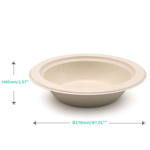 480ml 16oz Φ10.8"xH2.4" 12g Bagasse Biodegradable Compostable Take Out Salad Bowl