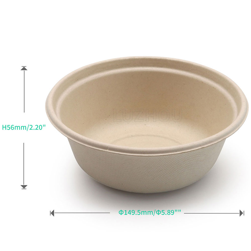 500ml 17oz Φ9"xH3.4" 12g Bagasse Compostable Chicken Salad Delivery Box