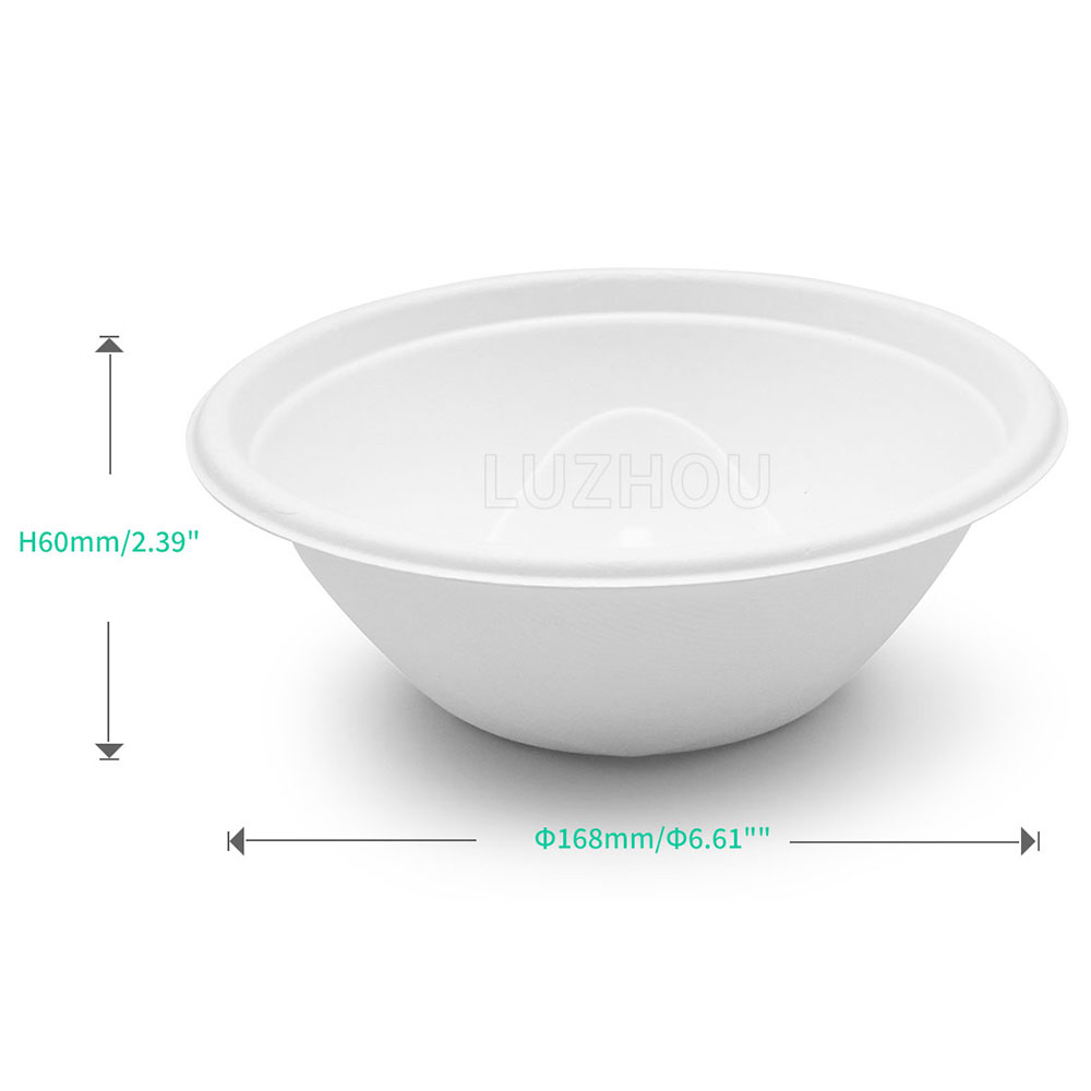 750ml 25oz Φ6.6"xH2.4" 17g Bagasse Compostable Soup Container for Restaurant