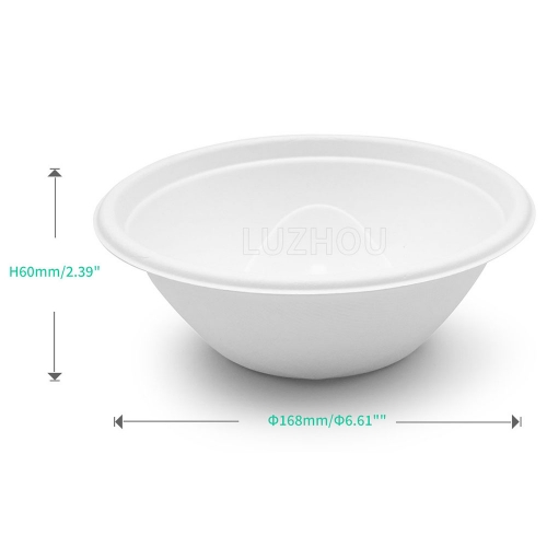 750ml 25oz Φ6.6"xH2.4" 17g Bagasse Compostable Soup Container for Restaurant