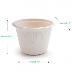 120ml 4oz 3"x2.2"xH1.8" 5g Bagasse Biodegradable Compostable Small Dipping Sauce Cup with Lid