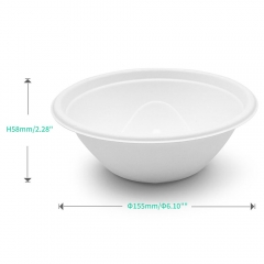 500ml 17oz Φ9.4"xH3.5" 12g Wide Rim Bagasse Compostable Molded Fiber Paper Food Container