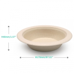 360ml 12oz Φ9.7"xH2.3" 10g Bagasse Compostable Take Away Salad Packing Bowl