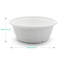 700ml 24oz ф9.7"xH3.4" 17g Diamond-Shaped Bagasse Compostable Salad Soup To Go Container Bowl with Lid