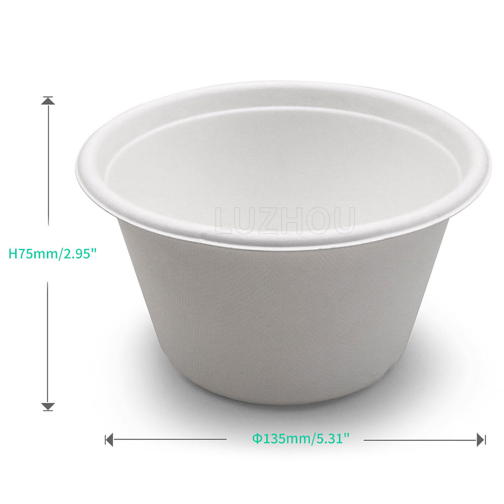 700ml 24oz Φ5"xH3" 14g Straght Wall Bagasse Compostable Restaurant Take Away Food Box Wholesale