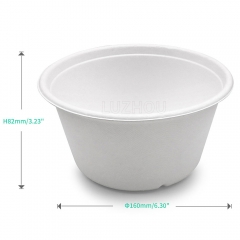 1000ml 34oz Φ6"*H3.2" 22g Straght Wall Bagasse Compostable Environmental Friendly Meal Preparation Packaging Containers
