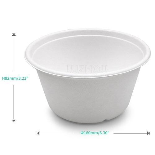 1000ml 34oz Φ6"*H3.2" 22g Bagasse Compostable Environmental Friendly Meal Preparation Packaging Containers