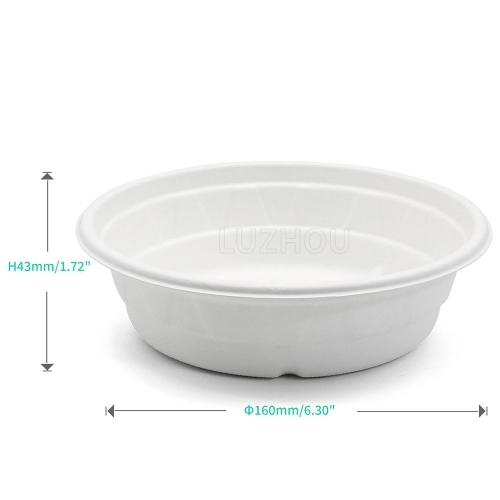 500ml 17oz ф9.7"xH2.6" 14g Diamond-Shaped Bagasse Biodegradable Compostable Soup Packaging Container with Lid