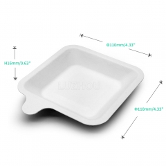 4" 9g Bagasse Compostable Disposable Small Paper Cake Dessert Tray