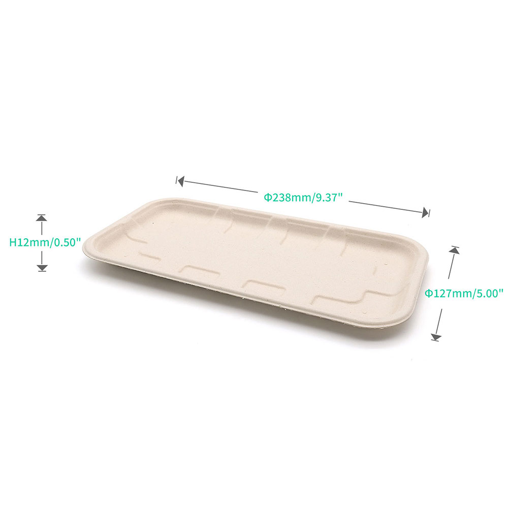 9.4"x5"x0.5" Bagasse Compostable Large Fresh Veggie Fruit Plate Tray for Party