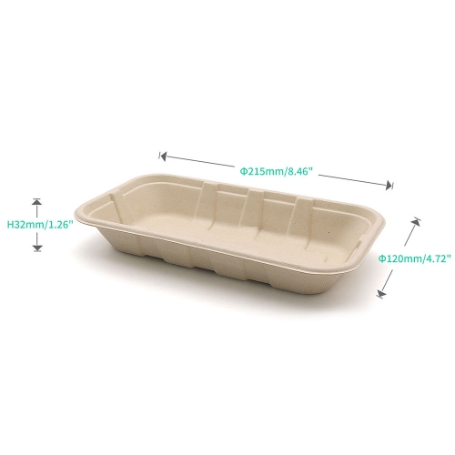 8.5"x4.7"x1.3" Bagasse Compostable Fresh Veggie Fruit Tray Party