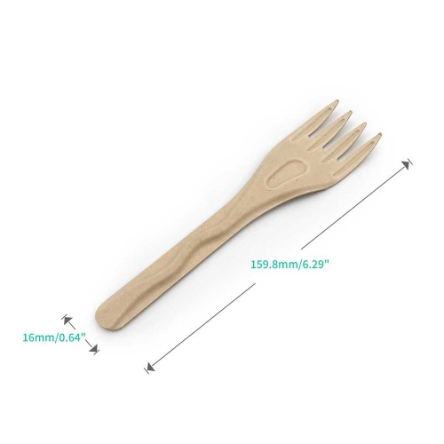 6.30" 3.2g Heavy-Duty Bagasse Compostable Earth Friendly Disposable Fork