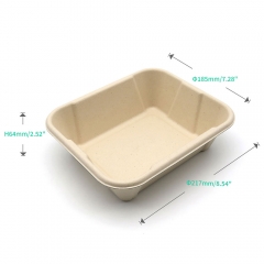 2500ml 8.5"x7.2"xH2.5" 30g Bagasse Compostable Large Takeout Container for Restaurants Custom