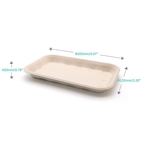8"x5"x0.78" Bagasse Compostable Vegetable Fruit Platter Tray for Party
