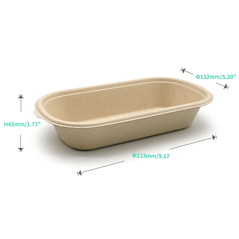 850ml 29oz 9.2"x5.2"x1.8" 20g 1-Comp Bagasse Compostable Disposable Salad To Go Packaging Box