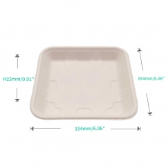 6.06"x6.06"xH0.91" Bagasse Compostable Tray for Fresh Fruit