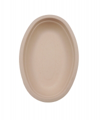 24oz 9.45"x6.10"xH2.17" 21g Bagasse Compostable Restaurant Paper Oval Bowl for Food