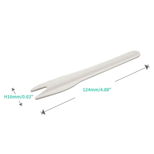 4.88" 0.63" 2g Heavy-Duty Bagasse Bio-degradable Compostable Salad Fork