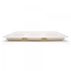 5-Comp 12.48x8.50xH0.96" 30g Bagasse Compostable Cafeteria Trays with Compartments