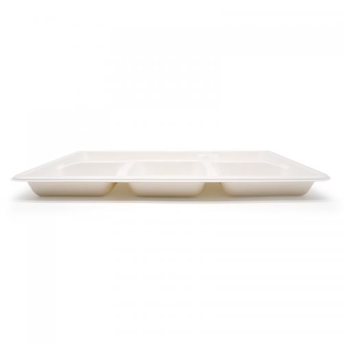 5-Comp 12.48x8.50xH0.96" 30g Bagasse Compostable Cafeteria Trays with Compartments