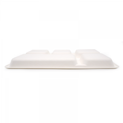 5-Comp 12.48x8.50xH0.96" 30g Bagasse Compostable Cafeteria Trays with Compartments